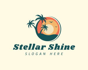 Sunset Summer Palm Tree  Logo
