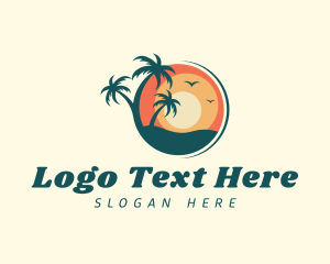 Sunset Summer Palm Tree  Logo