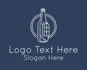 Alcoholic - House Window Bottle logo design
