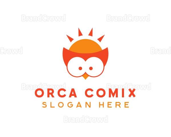 Sun Owl Bird Logo
