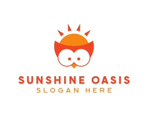 Sun Owl Bird logo design