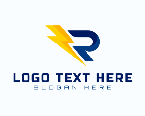 Thunder - Power Bolt Letter R logo design