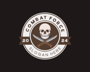 Skull Combat Knife logo design