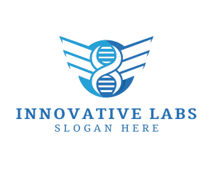 Modern DNA Strand Wings logo design