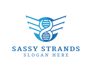 Modern DNA Strand Wings logo design