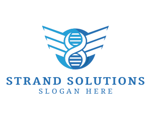 Modern DNA Strand Wings logo design