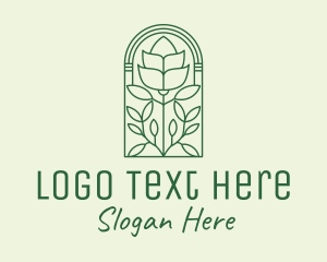 Verdure - Green Rose Flower logo design