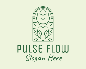 Green Rose Flower logo design