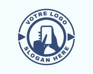 Photo - Blue Mobile Phone Vlogger logo design
