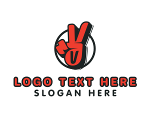 Hand Gesture - Peace Sign Lettermark logo design