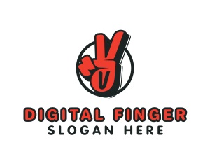 Finger - Peace Sign Lettermark logo design