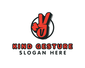 Gesture - Peace Sign Lettermark logo design