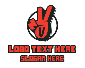 Victory - Peace Sign Lettermark logo design