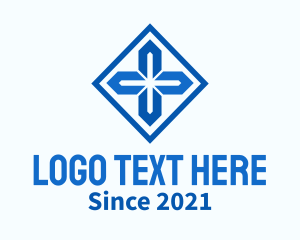 Church - Blue Cross Crystal logo design