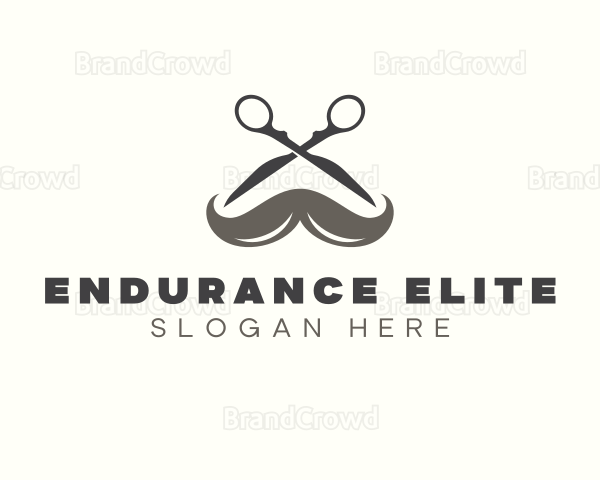 Mustache Barber Scissors Logo