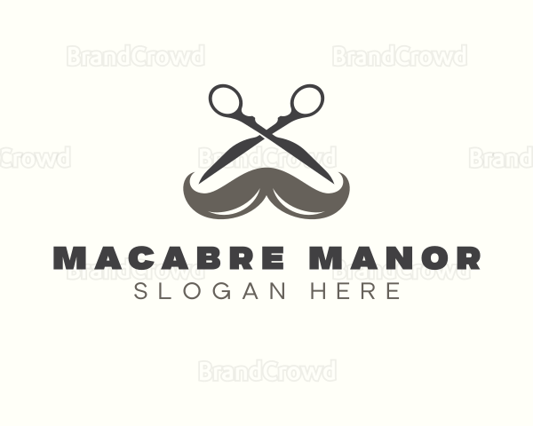 Mustache Barber Scissors Logo