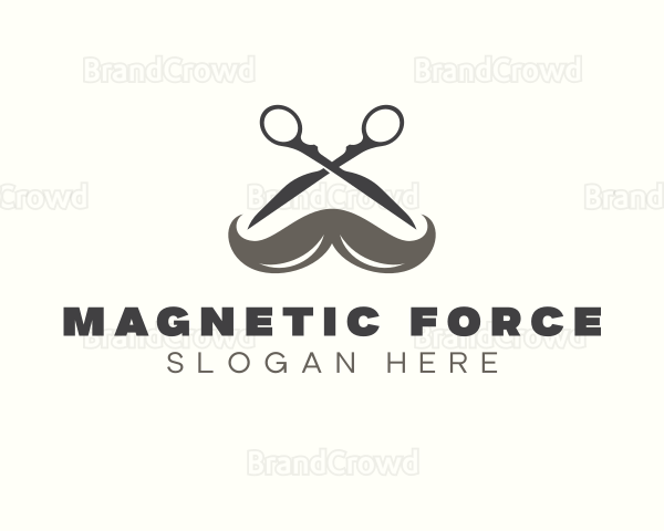 Mustache Barber Scissors Logo