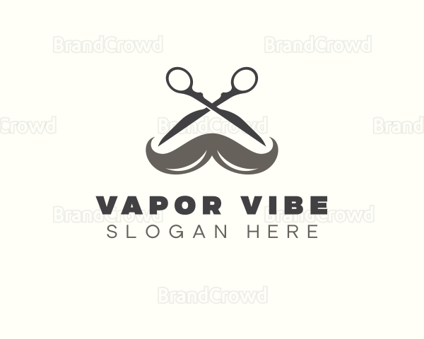 Mustache Barber Scissors Logo