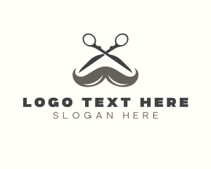 Grooming - Mustache Barber Scissors logo design