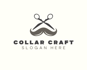 Mustache Barber Scissors Logo