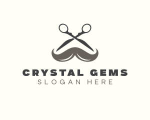 Mustache Barber Scissors Logo