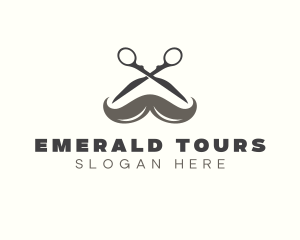 Mustache Barber Scissors Logo