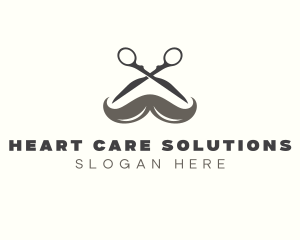 Mustache Barber Scissors Logo