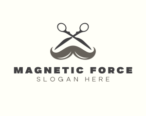 Mustache Barber Scissors Logo