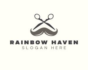 Mustache Barber Scissors Logo