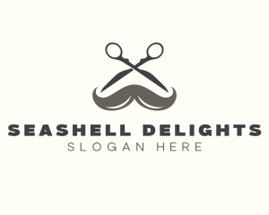 Mustache Barber Scissors Logo