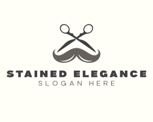 Mustache Barber Scissors Logo