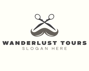 Mustache Barber Scissors Logo