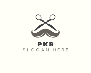 Mustache Barber Scissors Logo