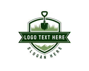 Plant - Shovel Landscaping Lawn logo design
