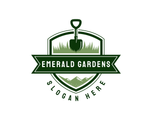 Shovel Landscaping Lawn logo design