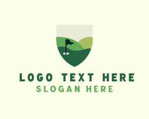 Green Flag - Sports Golf Club Shield logo design