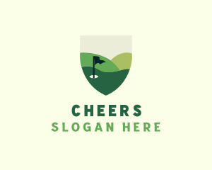 Green Flag - Sports Golf Club Shield logo design