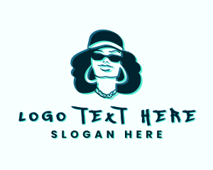 Record Label - Glitch Hip Hop Woman logo design