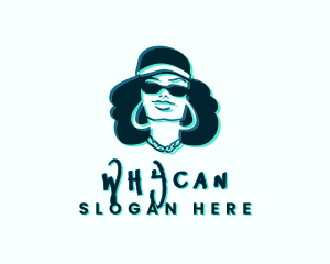 Glitch Hip Hop Woman Logo