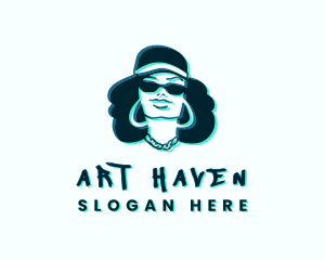 Glitch Hip Hop Woman logo design