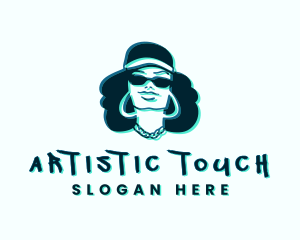 Glitch Hip Hop Woman logo design