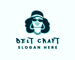 Glitch Hip Hop Woman logo design