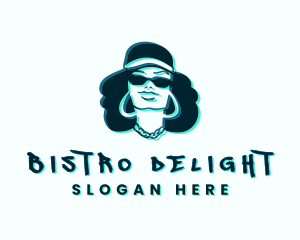 Glitch Hip Hop Woman logo design