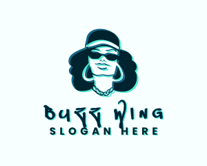 Glitch Hip Hop Woman logo design