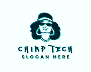 Glitch Hip Hop Woman logo design