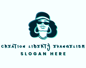 Glitch Hip Hop Woman logo design