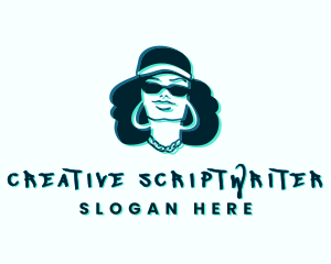 Glitch Hip Hop Woman logo design