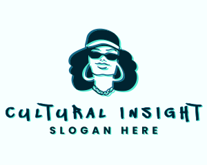 Glitch Hip Hop Woman logo design