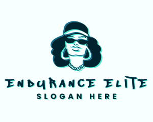 Glitch Hip Hop Woman logo design