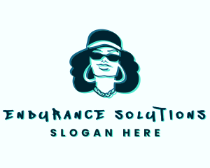 Glitch Hip Hop Woman logo design